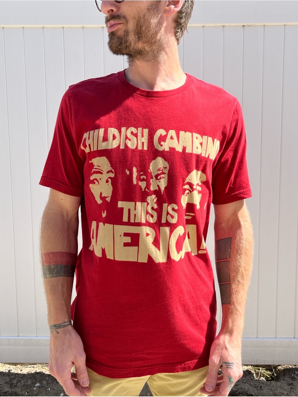 Red Childish Gambino 'This Is America' Graphic Tee - Unbranded